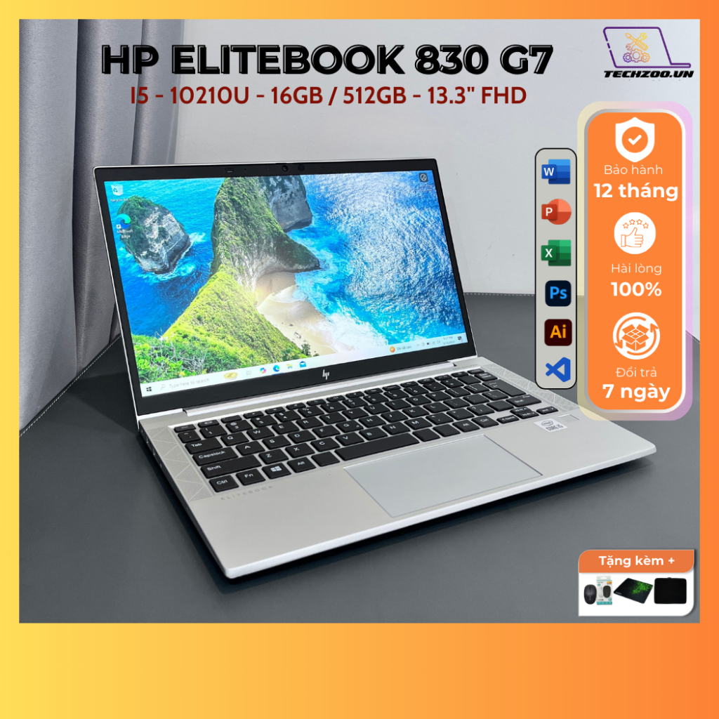 Laptop EliteBook 830 G7 i7-10510U/16GB/512GB SSD/13.3"FHD doanh nhân cao cấp, âm thanh hay, máy zin đẹp