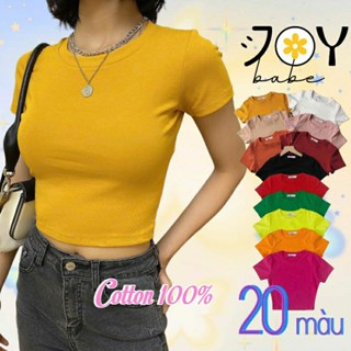 Áo croptop nữ baby tee cotton 100% JOY BABE áo thun ôm body babytee y2k brandy phông trơn 2D CRON 1