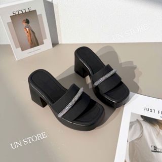 Dép đế xuồng nữ 5 phân quai ngang đính dây đá lấp lánh thời trang USD059 Un Store