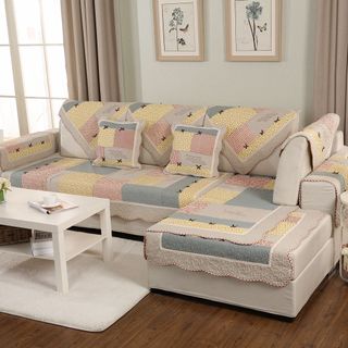 Thảm trải sofa 100% cotton có thể giặt tay hay giặt máy mặt dưới có hạt chống trượt