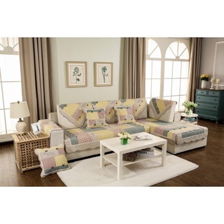Thảm trải sofa 100% cotton có thể giặt tay hay giặt máy mặt dưới có hạt chống trượt