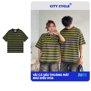  Áo thun cộc kẻ nam nữ phông mùa hè Local Brand Chính Hãng City Cycle Áo thun Highlight 