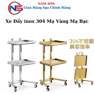 Xe Đẩy inox 304 Mạ Vàng Mạ Bạc - Xe Đẩy Nhựa Sọt Rác | Chuyên Dùng Spa Thẩm Mỹ Viện Kiểu Dáng Đẹp Sang Chảnh
