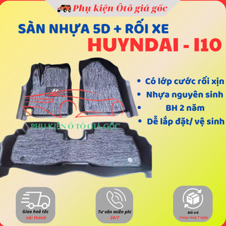 Thảm lót sàn NHỰA 5D TRÀN VIỀN xe Hyundai I10 2022, 2023, 2024, 2025 Thảm nhựa TPE 5D đúc nguyên khối theo xe- 2 hàng
