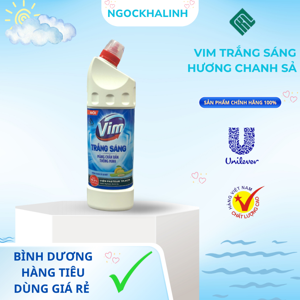 Tẩy rửa nhà tắm Vim Hương chanh sả chai 870ml