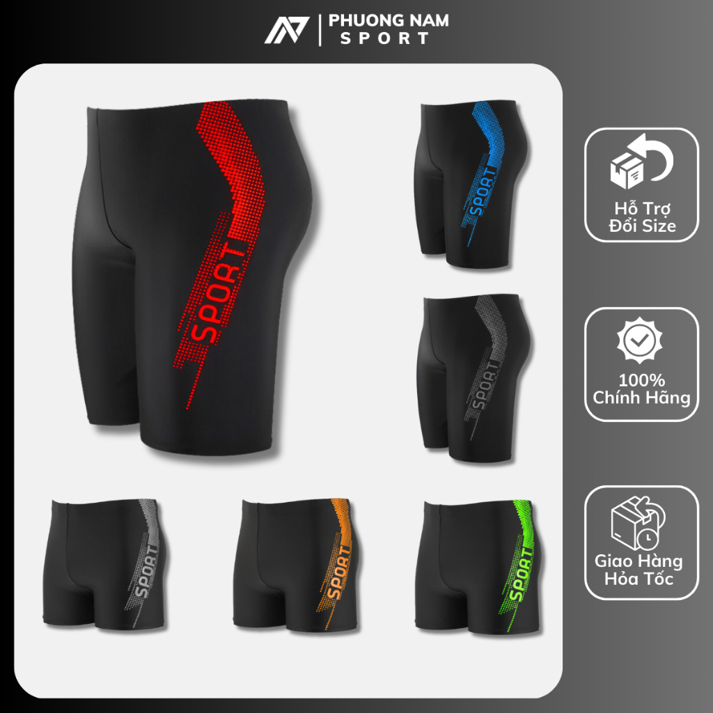 Quần bơi nam lửng cao cấp, đồ bơi nam 2 lớp chính hãng HAIZID kiểu dáng Sport co giãn 4 chiều chống thấm tốt,nhanh khô