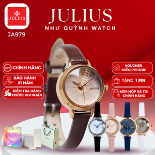 Đồng Hồ Nữ JA-979 Julius Hàn Quốc Mặt size 2,3cm Dây Da 5 màu  Hồng Nâu Xanh Đen Trắng  