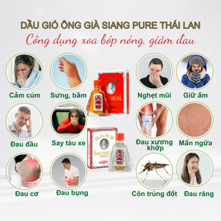 Dầu gió ông già Thái lan Siang Pure, Dầu gió Thái Lan nước trắng/đỏ đủ size Tuyết Store