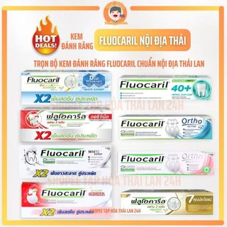  01 Kem đánh răng Fluocaril Original Niềng răng chuẩn Nội địa Thái Lan  1 Hộp 2 Tuýt 