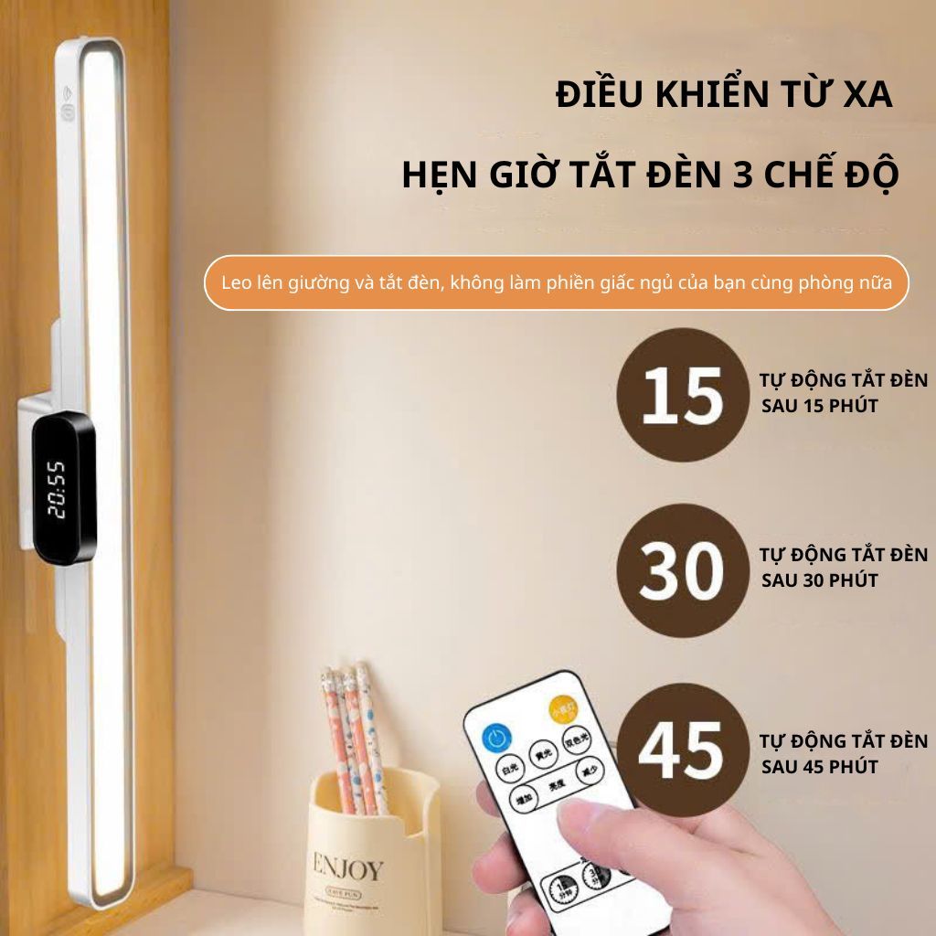 Đèn bàn học gắn tường 42cm chống cận , đồng hồ tích hợp,đèn học led xoay 80 độ điều chỉnh 3 chế độ sáng thông minh | BigBuy360 - bigbuy360.vn