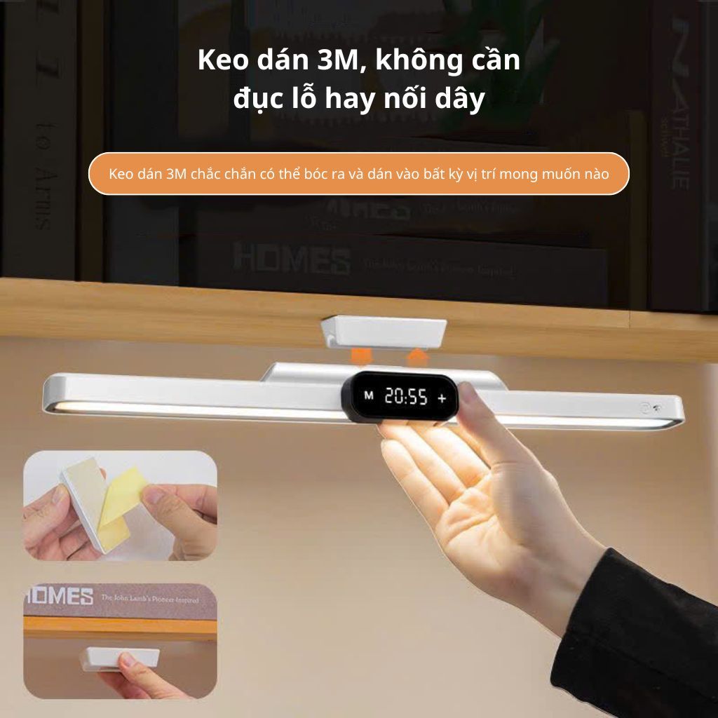 Đèn bàn học gắn tường 42cm chống cận , đồng hồ tích hợp,đèn học led xoay 80 độ điều chỉnh 3 chế độ sáng thông minh | BigBuy360 - bigbuy360.vn