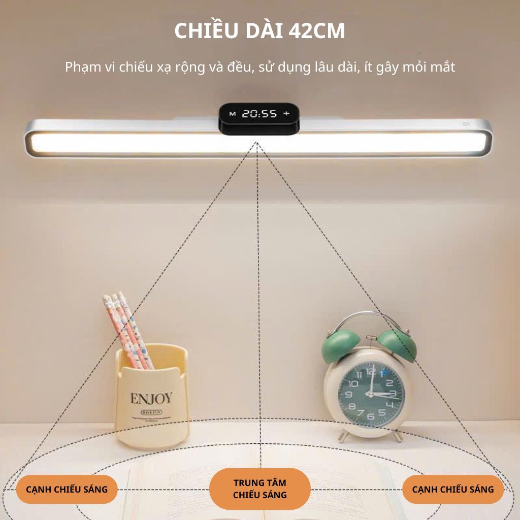 Đèn bàn học gắn tường 42cm chống cận , đồng hồ tích hợp,đèn học led xoay 80 độ điều chỉnh 3 chế độ sáng thông minh | BigBuy360 - bigbuy360.vn