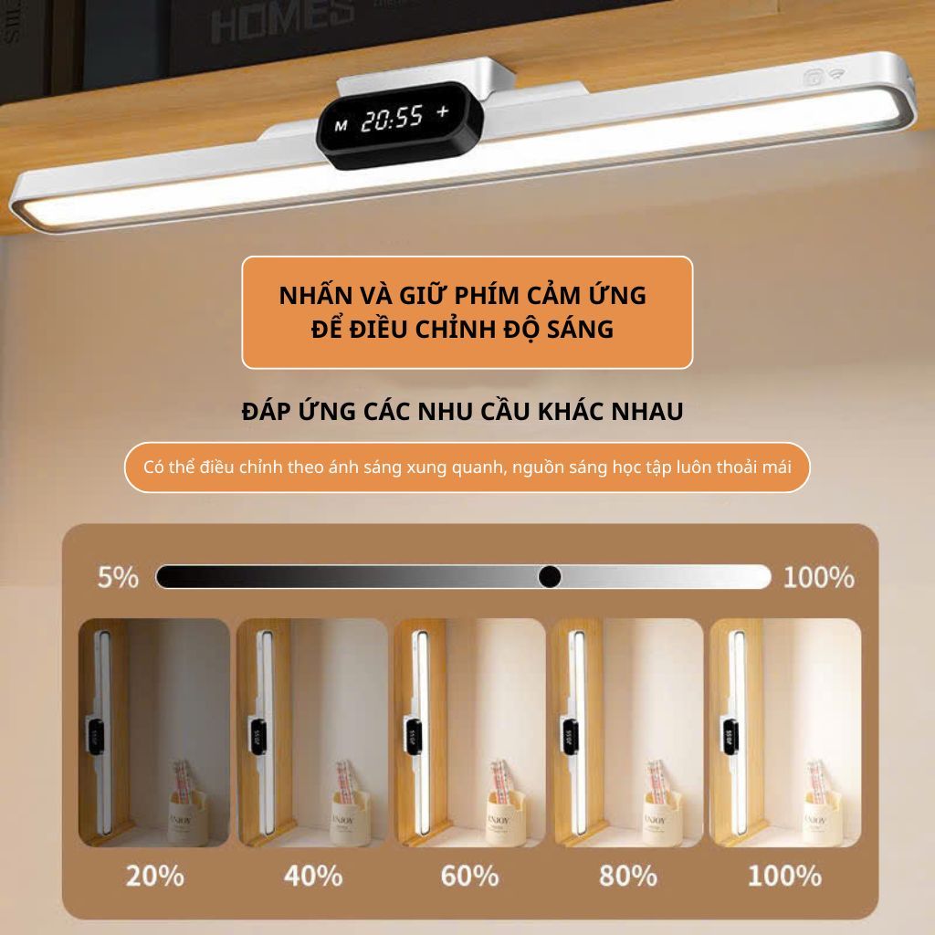 Đèn bàn học gắn tường 42cm chống cận , đồng hồ tích hợp,đèn học led xoay 80 độ điều chỉnh 3 chế độ sáng thông minh | BigBuy360 - bigbuy360.vn