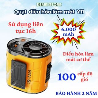 Quạt Đeo Thắt Lưng Tích Điện Gió Siêu Mát, Áo Quạt Điều Hòa Pin 10.000mAh Thời Gian Dùng 6-12h Có Cổng Sạc Điện Thoại
