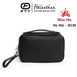 Túi Cầm Tay Nam Cao Cấp, Túi Golf Nam Clutch du lịch sang trọng FTTLeather Da Bò Dáng Hộp Có Khóa Số