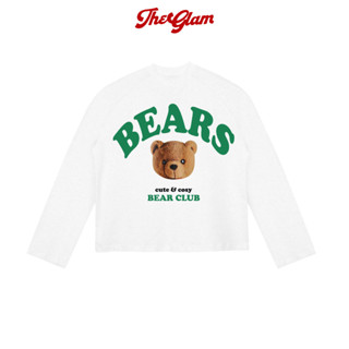  CHÍNH HÃNG - Áo Thun Tay Dài Trắng "BEAR" Raglan UNISEX - Nam Nữ Cotton Thoáng mát dày dặn - TheGlam 