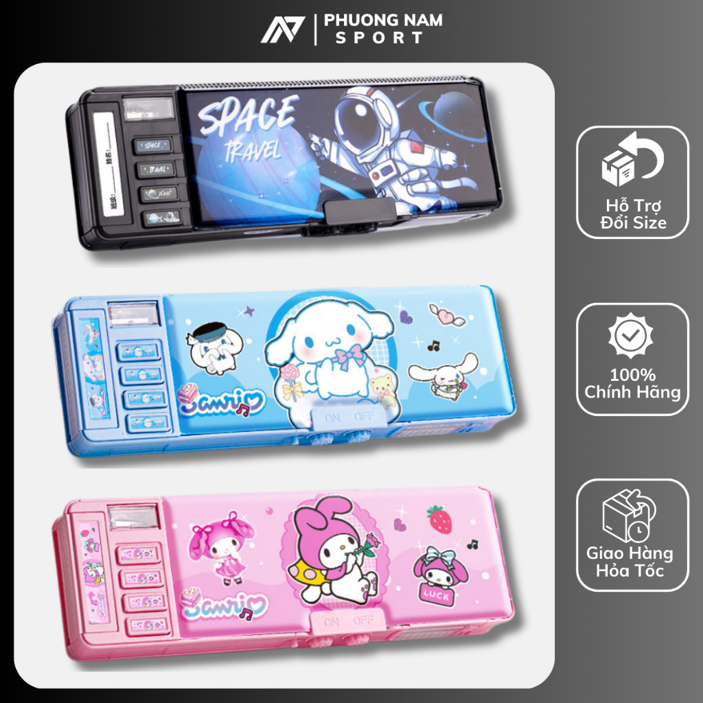 Hộp bút nhiều ngăn cho bé trai bé gái, Hộp đựng bút đa năng có mật khẩu đáng yêu cho học sinh tiểu h