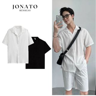 Áo sơ mi nam cộc tay cổ Vest JONATO chất liệu vải đũi mát mẻ, form dáng regular trẻ trung năng động, J209