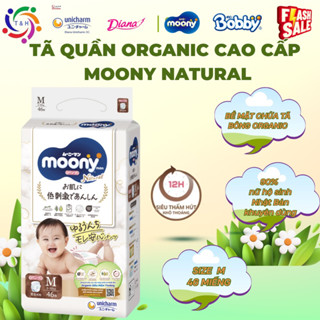 Bỉm quần Moony Natural trắng cao cấp nhập khẩu từ Nhật Bản size M46/L36/XL32 ( Mẹ và bé T&H)