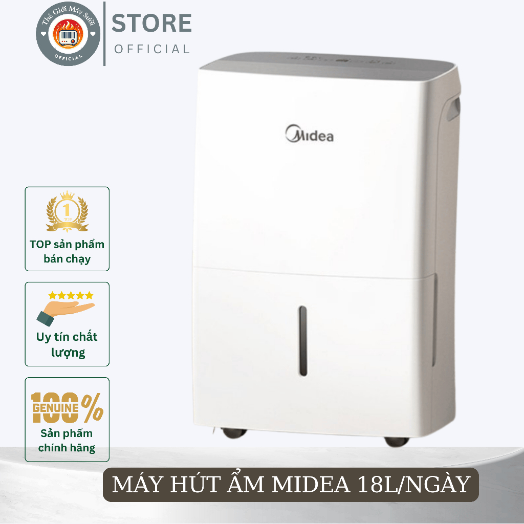 Máy Hút Ẩm Dân Dụng Kèm Lọc Không Khí Midea, Dung Tích 18L/Ngày- Bảo Hành 12 Tháng