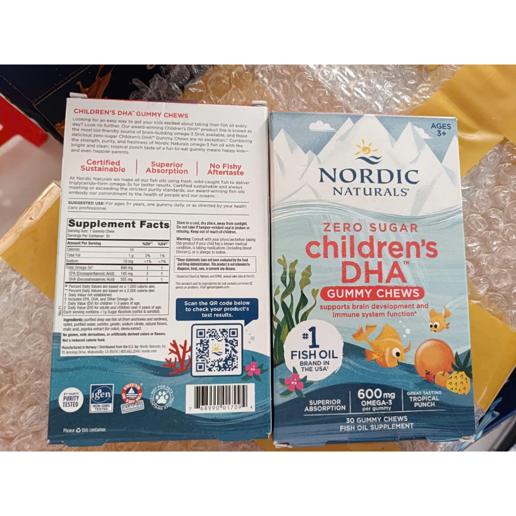 [ Hàng Mỹ ] Kẹo dẻo bổ sung DHA, Omega 3 Nordic Natural cho bé từ 3 tuổi