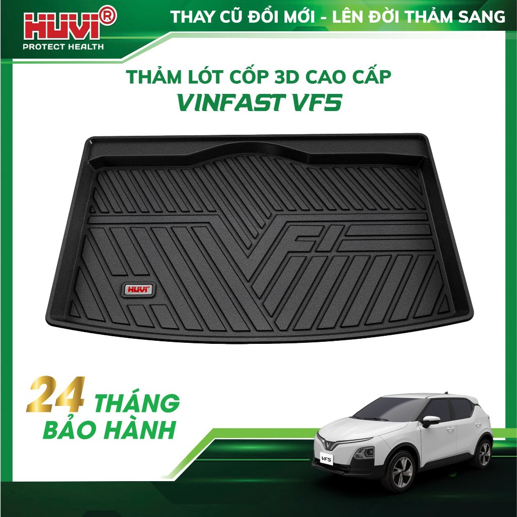 Thảm lót cốp xe ô tô VINFAST VF5 2024+ chính hãng dùng nhựa TPE cao cấp thương hiệu HUVI