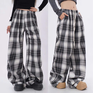  Quần Bigsize nữ dáng suống kẻ caro hottrend vải mềm mịn ít nhăn mặc thoải mái tôn dáng lưng thun dễ phối đồ - Q538 