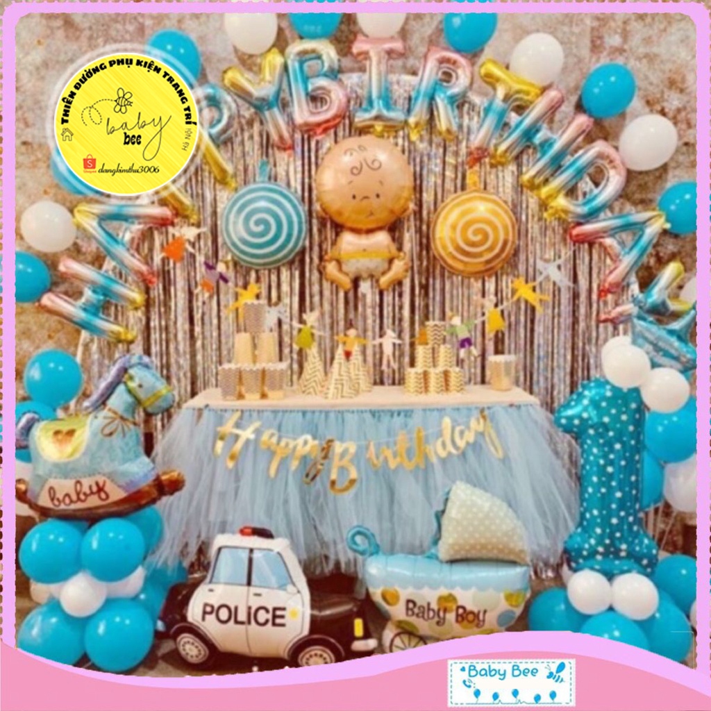 Set bóng trang trí sinh nhật cho bé trai, bé gái BB01- Baby bee