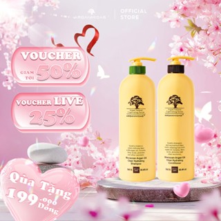 Combo gội xả giảm gãy rụng siêu dưỡng ẩm Arganmidas 1000ml Moroccan Argan Oil Clear Hydrating tóc suôn mượt