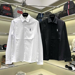  Áo sơ mi dài tay nam RLX vải lụa nến trơn mịn thêu logo hình ngựa chiến binh ngực dáng basic 