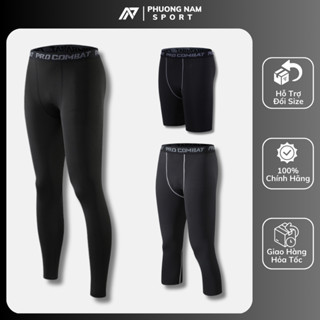 Quần giữ nhiệt nam combat pro legging cao cấp chơi thể thao tập gym đá bóng màu đen