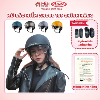 Mũ bảo hiểm nửa đầu andes 139 có kính âm che mặt, bảo hành 12 tháng chính hãng mi - a house