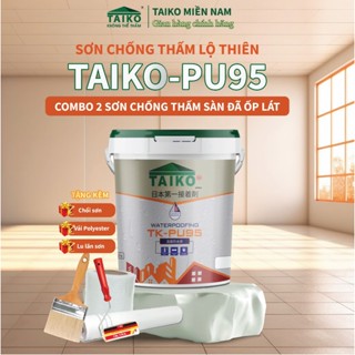 [Thùng 5 Kg] Keo Sơn Chống Thấm Nền Gạch, Bê Tông Gốc PU Taiko PU95 + Tặng Kèm Chổi, Lu, Vải Polyester