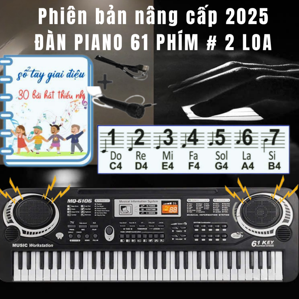 [ TẶNG SỔ TAY GIAI ĐIỆU ] ĐÀN PIANO 61 PHÍM, HDSD TRỰC TIẾP 1:1 MIỄN PHÍ, HD KẾT NỐI Blutooth, LOA, ÂM LY, TAI NGHE ĐT