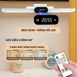 Đèn bàn học gắn tường 42cm chống cận , đồng hồ tích hợp,đèn học led xoay 80 độ điều chỉnh 3 chế độ sáng thông minh