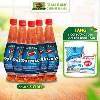 Combo 5 chai Nước Mắm Barona Đại Nhất 12 Độ Đạm - 750ml [tặng 1 gói Đường 500gr + Bột Ngọt 100gr