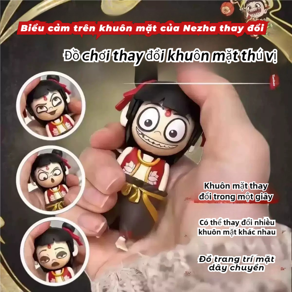 Mô hình đồ chơi Na Tra DSBY Móc khóa hoạt hình Ngao Bính biến đổi khuôn mặt trang trí balo