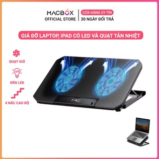  Đế tản nhiệt laptop máy tính bảng giá đỡ kê laptop mcbook làm mát nhanh đèn led gaming quạt chống ồn 4 mức chỉnh độ cao 