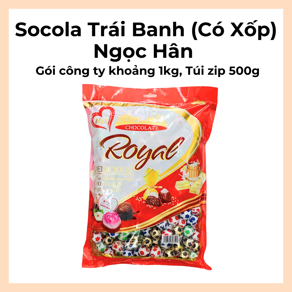 Socola Trái Banh 1KG, Socola Nâu, Nhân Bánh Xốp - Ngọc Hân - Thiên Nam -  Date Mới