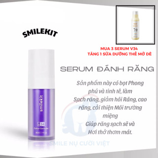 [1 CHAI TẶNG BÀN CHẢI]Serum làm Trắng Răng Smilekit V34 Kem Đánh Răng Tẩy Trắng Răng Tại Nhà