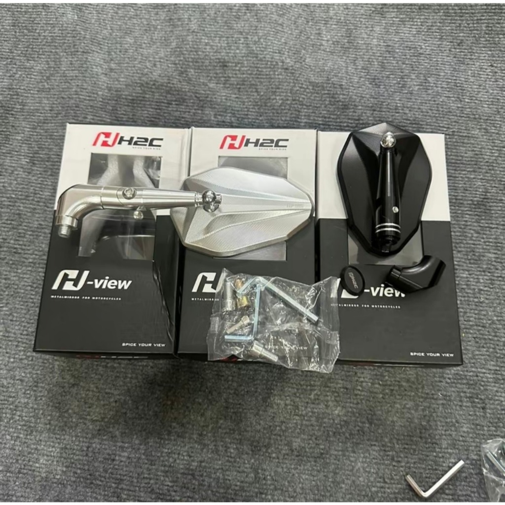 Gương h2c V2 và V1 chân xoay gập 360 độ và chân không xoay Mẫu mới 2025(full nhôm cnc)