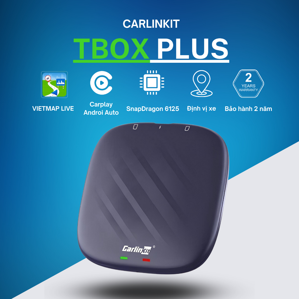 Bộ Android Box Chính Hãng Carlinkit Tbox Ambient Led Qualcomm 6225, Tbox Plus Qualcomm 6125 tặng VietmapS2 dành cho ô tô