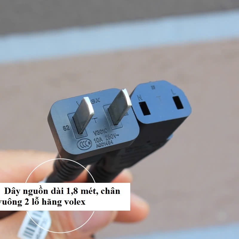 Dây Nguồn volex Chân vuông 2 chấu ( vuông 2 lỗ )