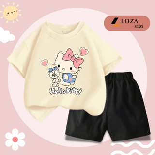 Bộ quần áo Hello Kitty cho bé gái từ 15-40kg - Quần áo trẻ em nữ mùa hè chất liệu thun cotton - Loza SB292