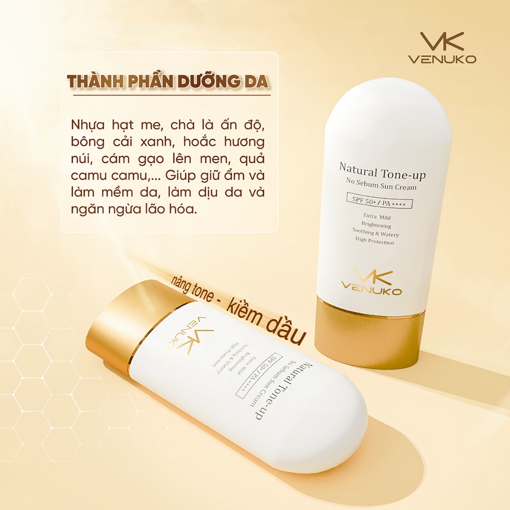 Kem Chống Nắng Venuko Sun Cream – Nâng Tone, Kiềm Dầu, Dưỡng Da Phổ Rộng SPF50+ 60g | BigBuy360 - bigbuy360.vn