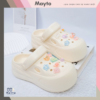 Dép cross dép sục nữ đế bằng cao 5cm kèm Charm Pizza V2 kiểu sandal quai hậu Hàn Quốc Mayto CS-148
