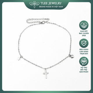 Lắc tay, lắc chân bạc nữ TLEE thánh giá trơn mix charm tim nhỏ đơn giản TLEE JEWELRY LT0361