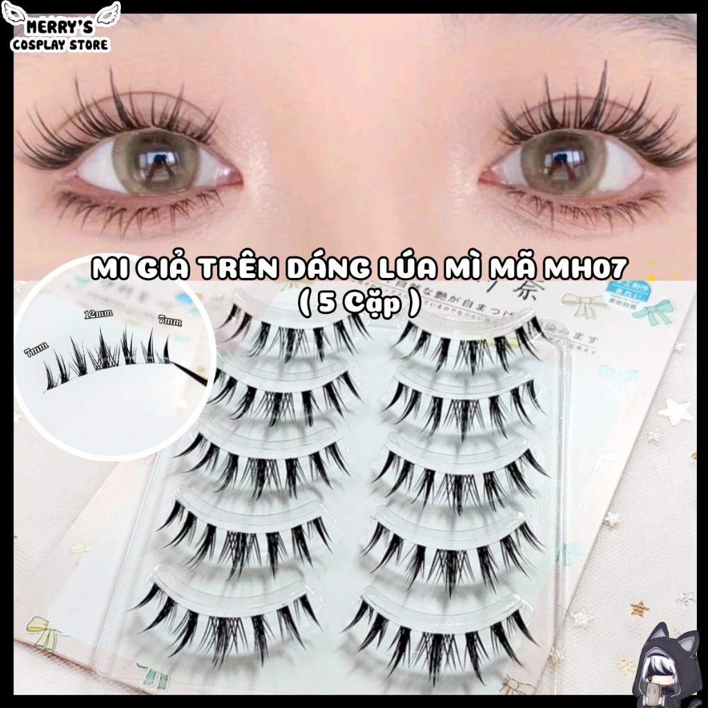 Mi Giả Anime Gân Trong Mã MH07 Chuyên Dùng Trang Điểm Cosplay Douyin Lolita 5 Cặp Mi Trên