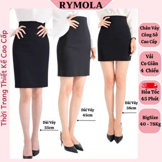 Váy Công Sở Dài Có Túi Rymola, Chân Váy Đen, Váy Bút Chì Ngắn Ôm Body, Cạp Cao, Xẻ Sau  Chất Liệu Umi Co Giãn 4 Chiều