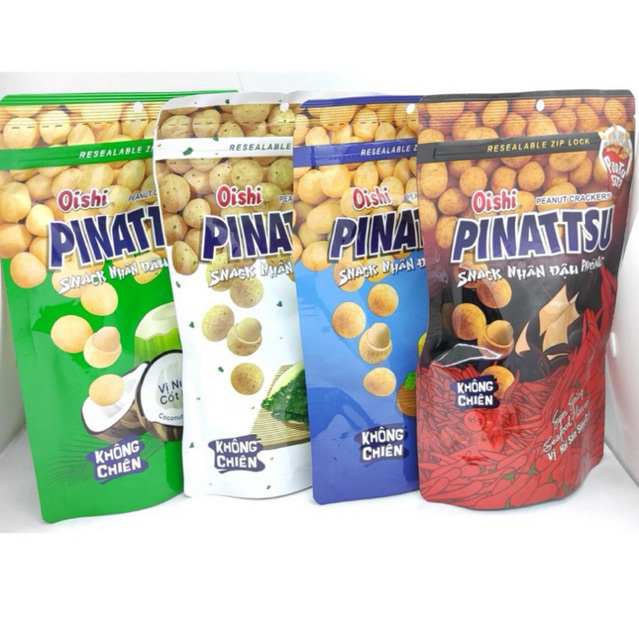 Snack đậu phộng Pinattsu Oishi vị phô mai/cốt dừa gói 85g